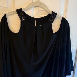 Ralph Lauren Black Sequin Cold Shoulder Dress